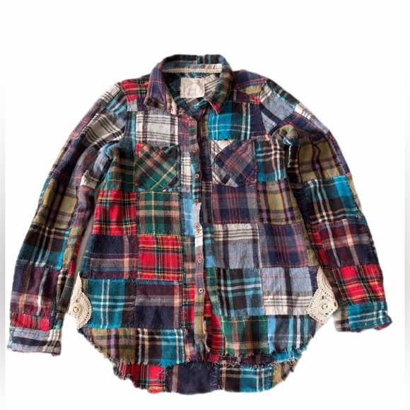 We The Free Lost In Plaid Patchwork Medium Great used condition button up top - Picture 4 of 14